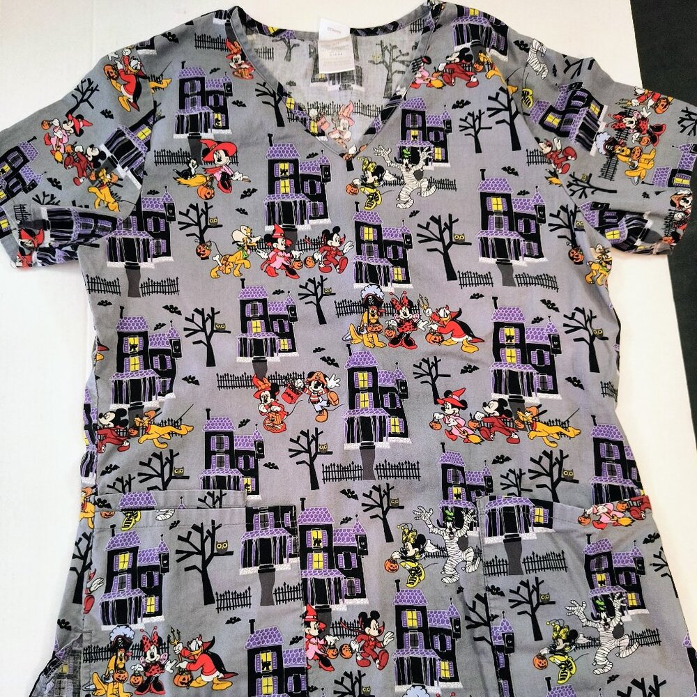 Disney Women's Halloween Scrub Top